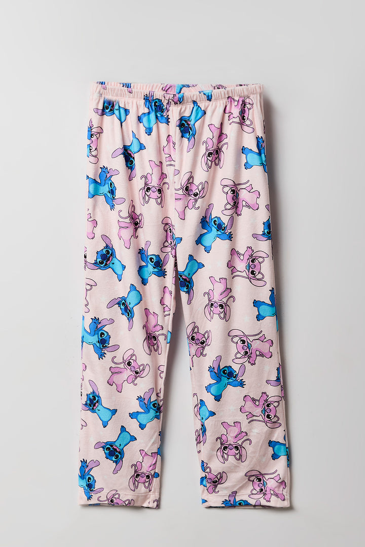 Pantalon de pyjama en peluche à imprimé Stitch pour fille