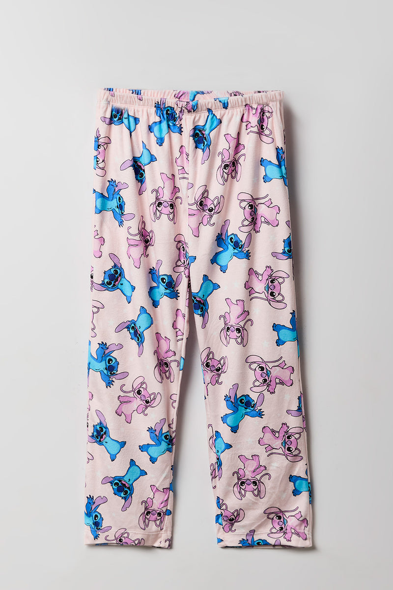 Pantalon de pyjama en peluche à imprimé Stitch pour fille