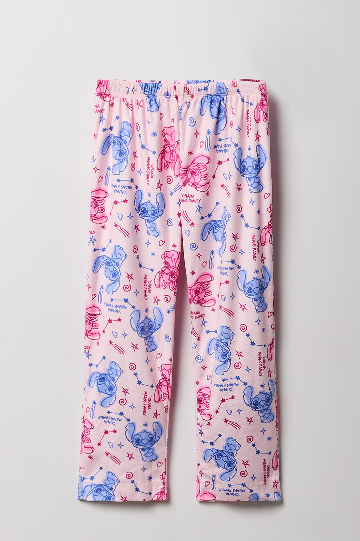 Girls Stitch Print Plush Pajama Pant - Pink