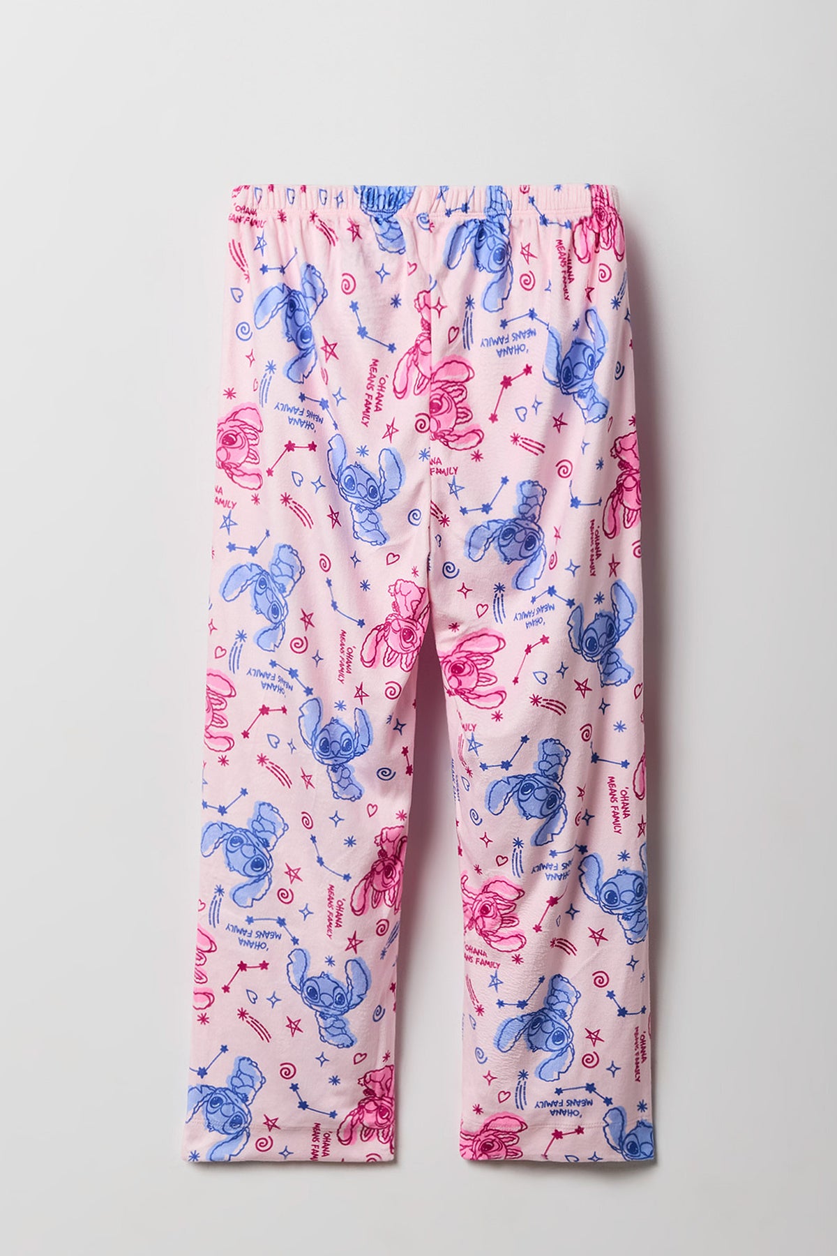 Alt View 2. Girls Stitch Print Plush Pajama Pant - Pink