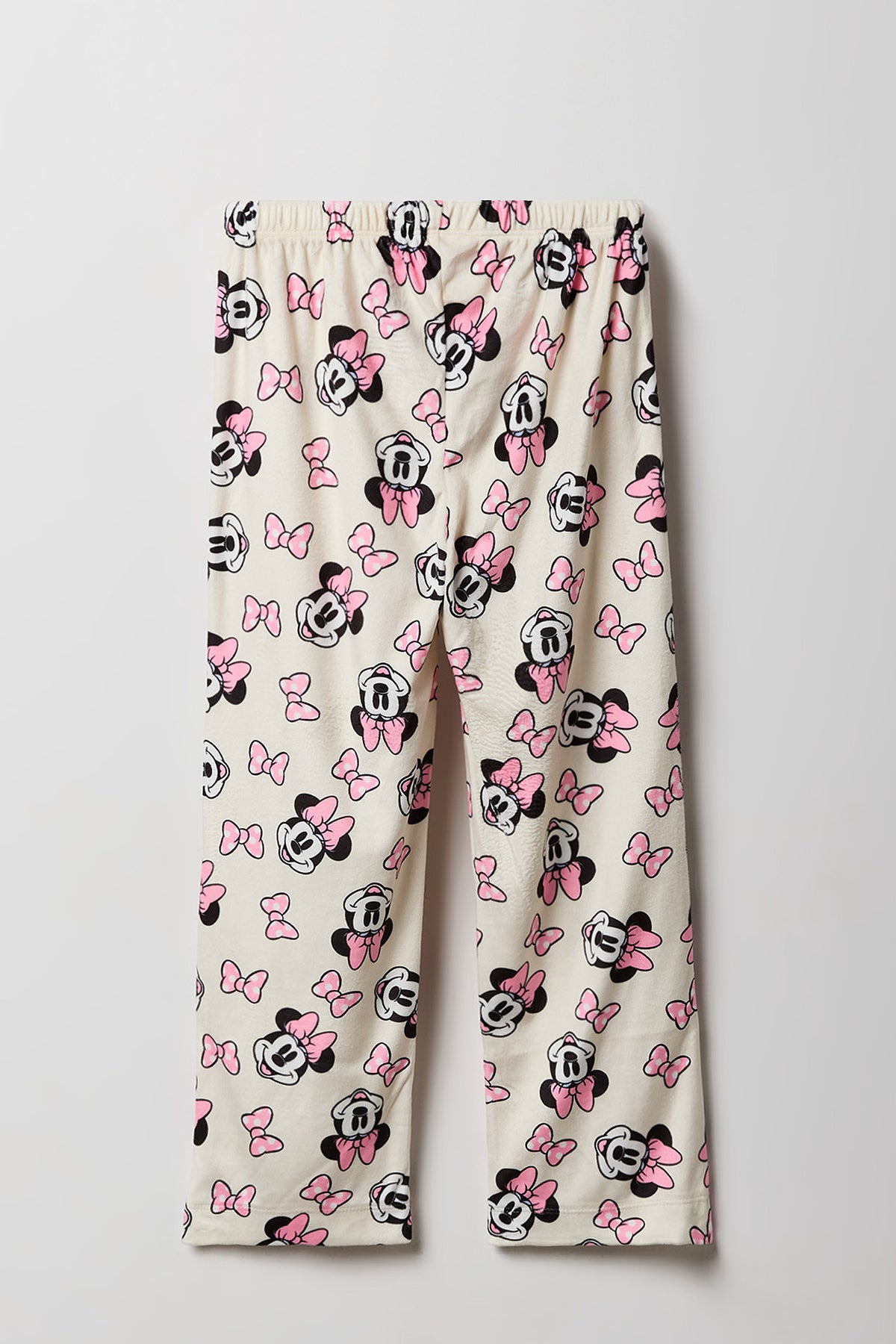 Alt View 2. Girls Minnie Mouse Print Plush Pajama Pant - Ivory