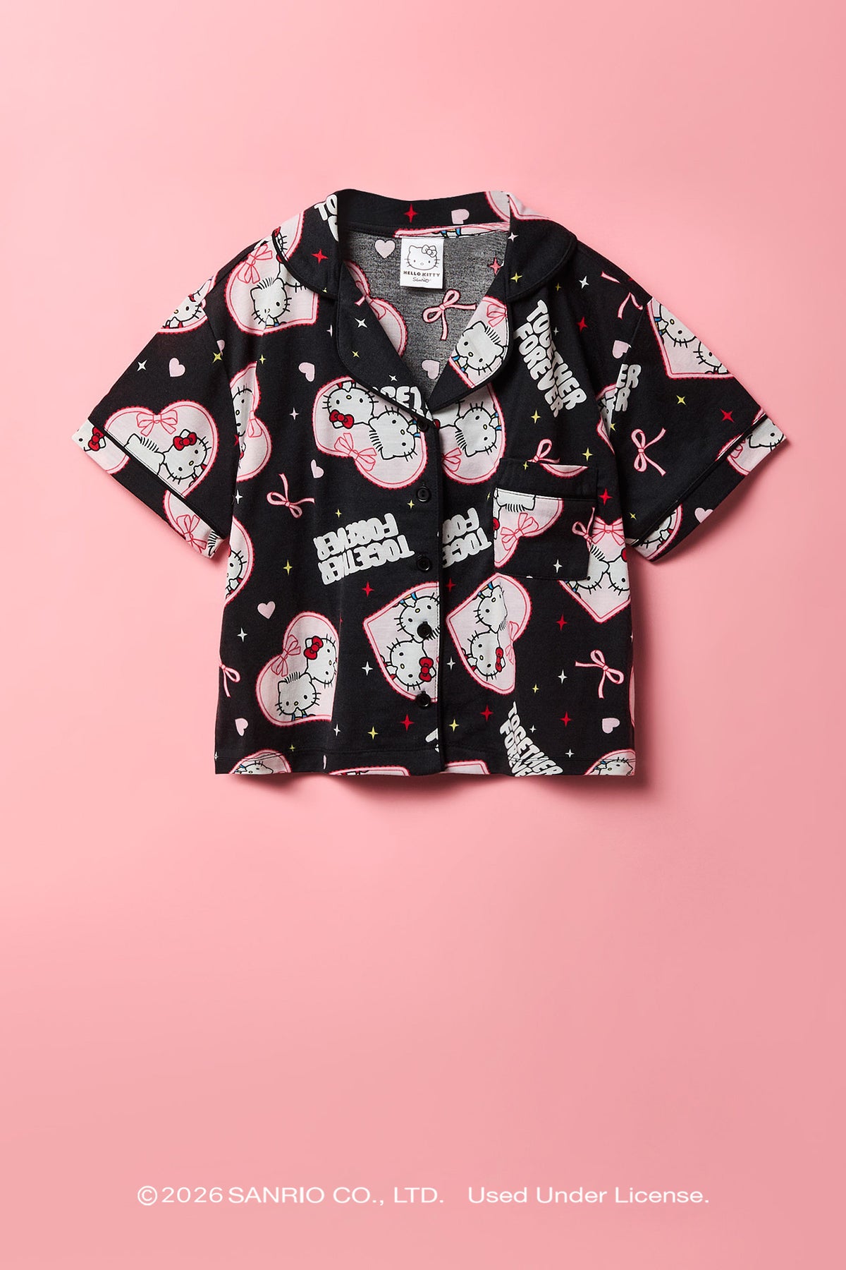 Alt View 2. Hello Kitty® & Dear Daniel™ Girls Top & Pant Pajama Set - Black