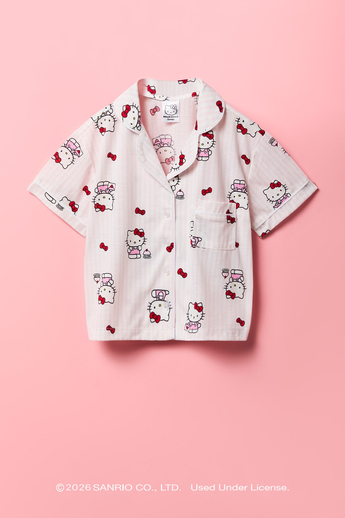Alt View 2. Hello Kitty® Girls Top & Pant Pajama Set - Pink