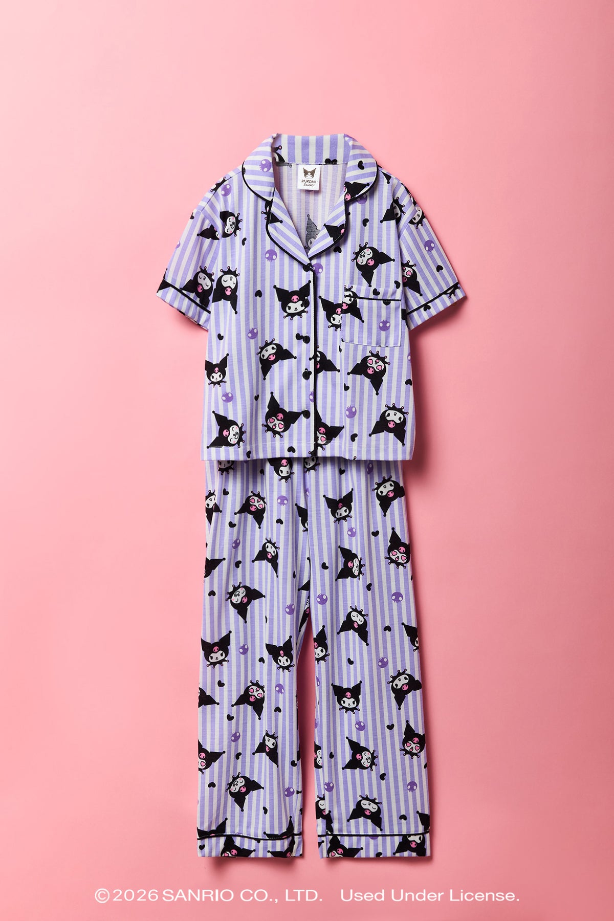 Ensemble pyjama avec haut boutonné à imprimé Kuromi™ et pantalon pour fille