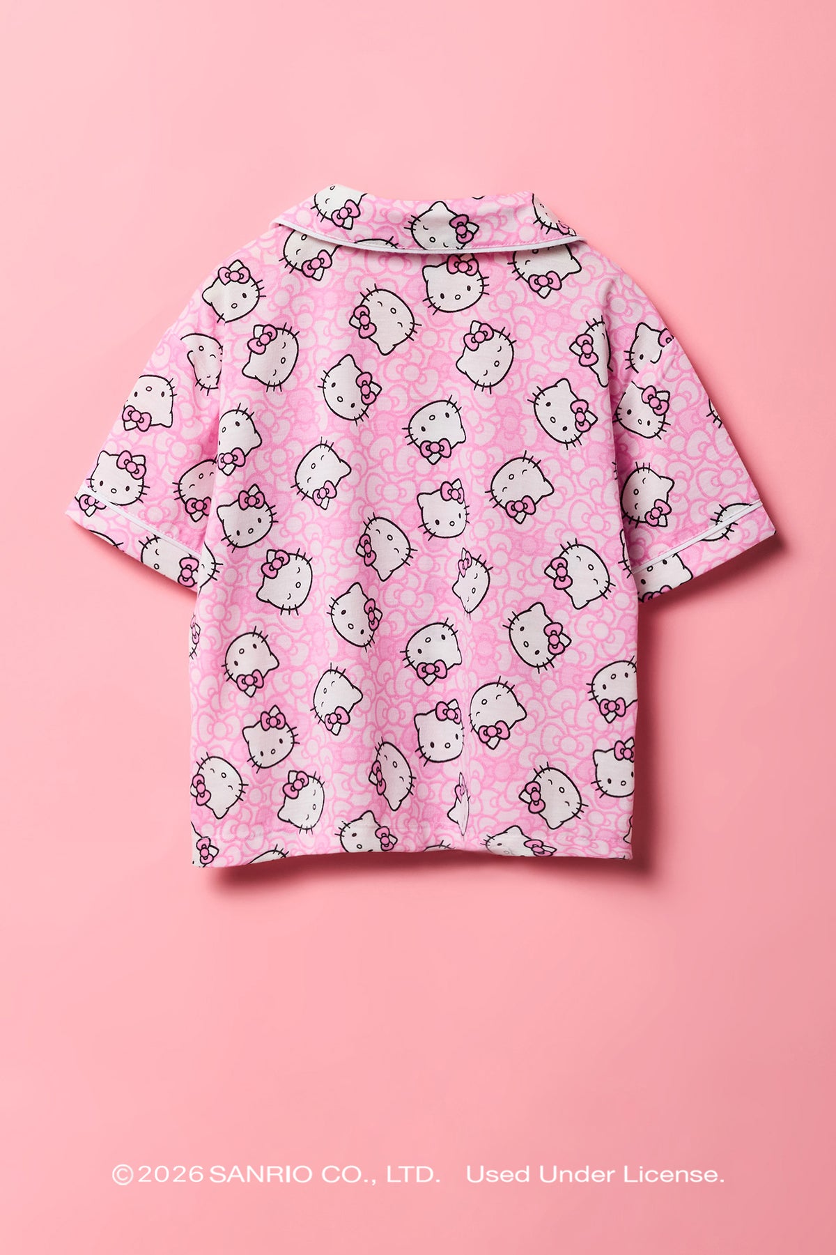 Alt View 3. Hello Kitty® Girls Printed Button-Up Top & Pant Pajama Set - Pink