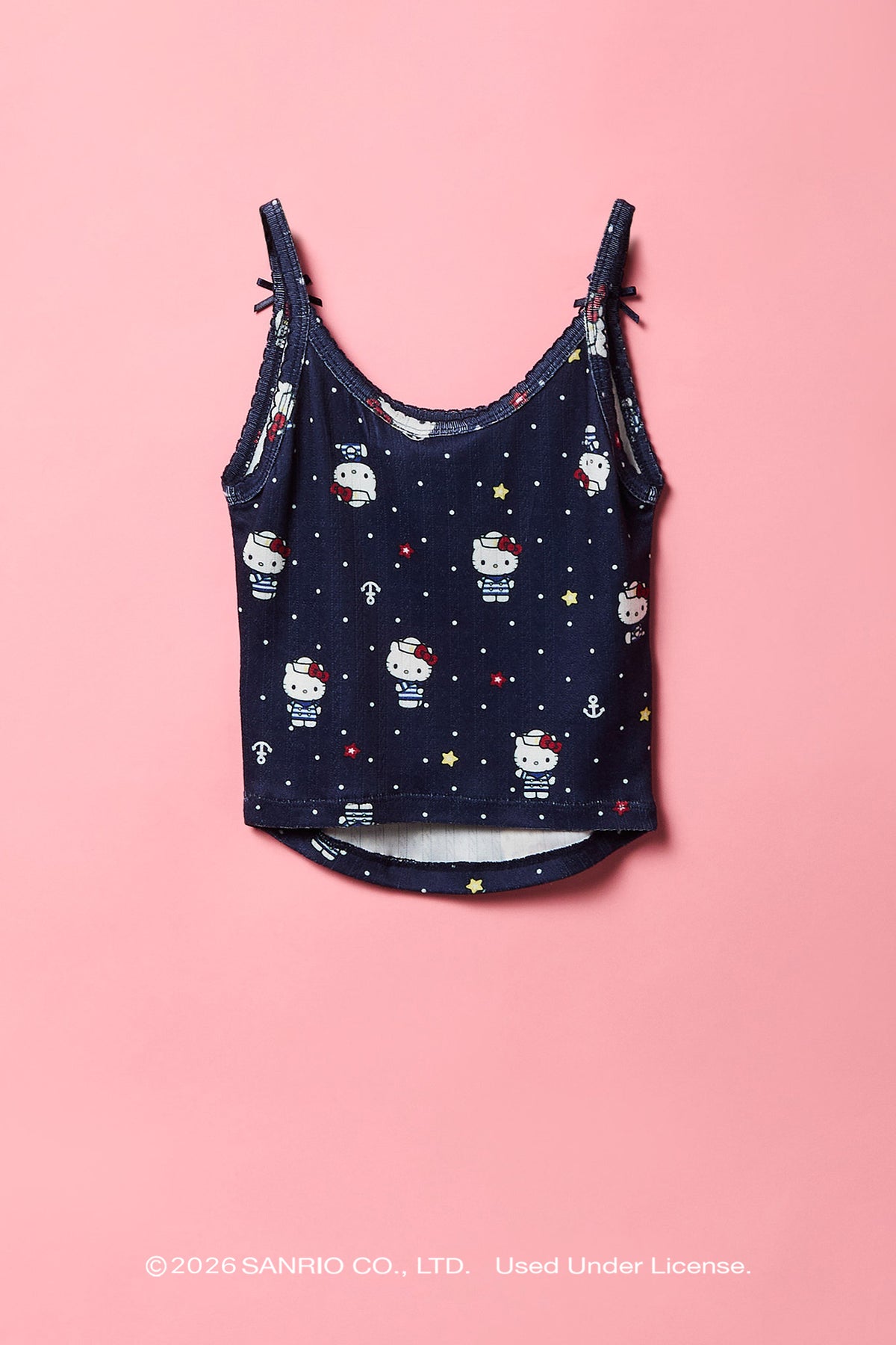Alt View 3. Hello Kitty® Girls Pointelle Tank & Short Pajama Set - Navy