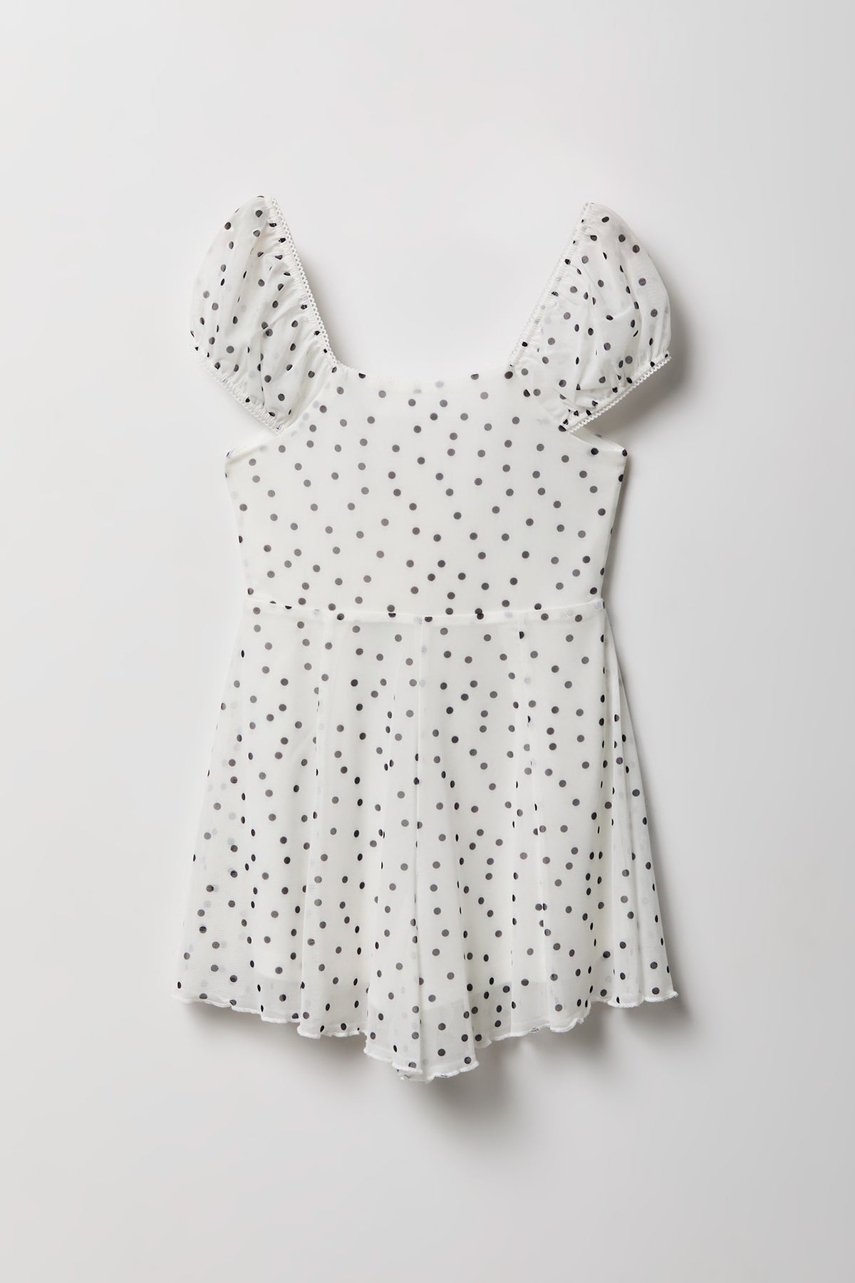 Alt View 2. Girls Printed Mesh Dress Romper - White