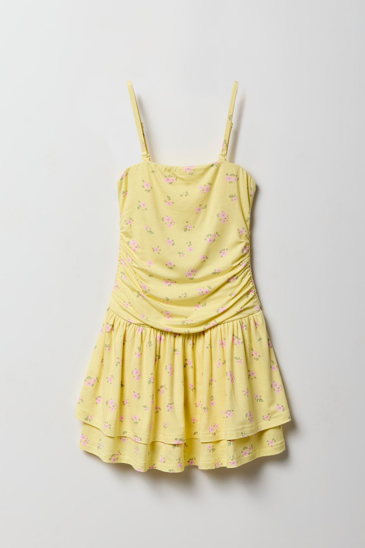 Girls Double Layer Romper - Yellow
