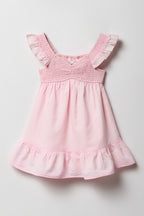 Girls Chambray Flutter Sleeve Romper Dress