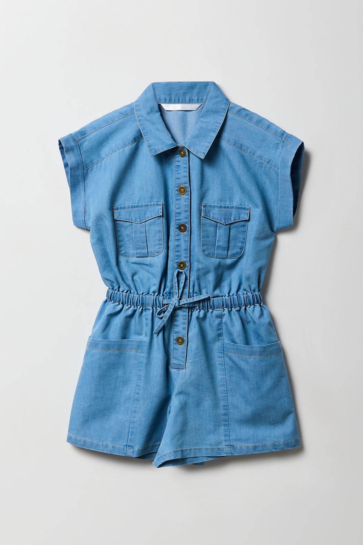 Barboteuse en denim boutonné pour filles