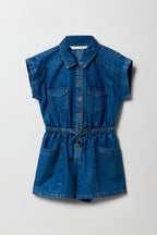 Barboteuse en denim boutonné pour filles