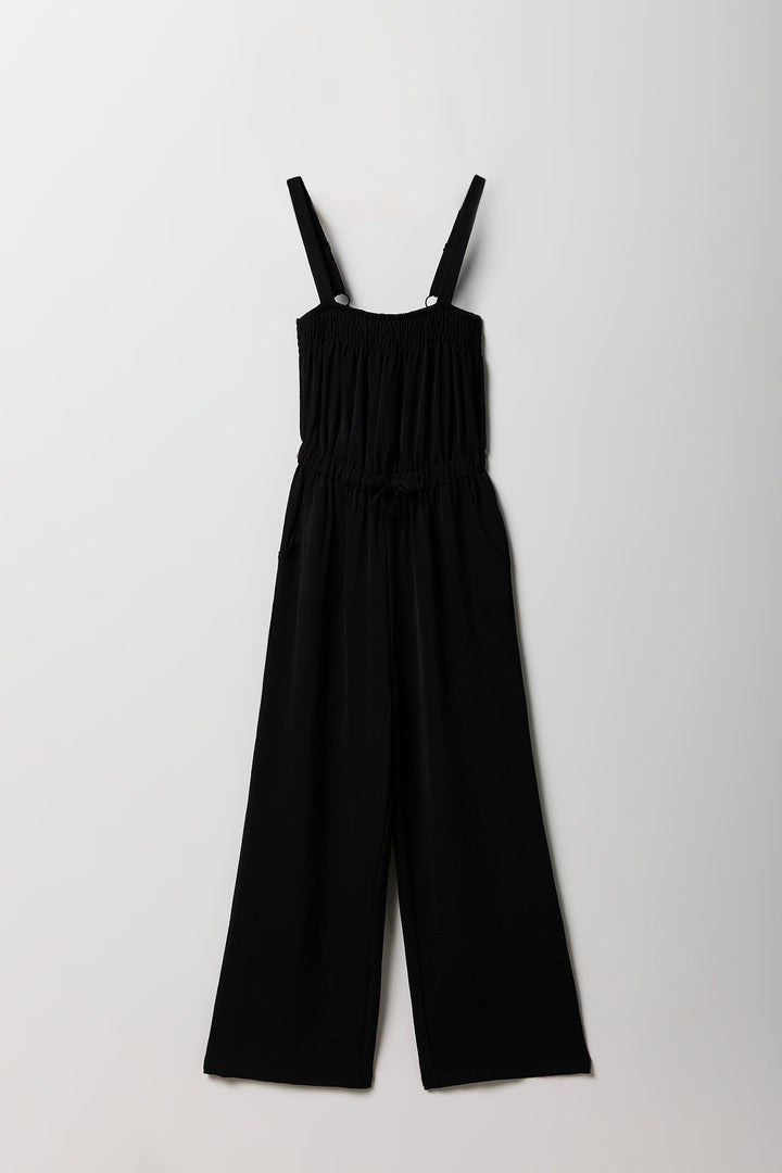 Girls Drawstring Waist Wide Leg Jumpsuit
