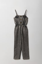 Girls Chambray Button Front Jumpsuit