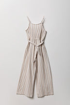 Girls Linen-Blend Belted Wide Leg Jumpsuit