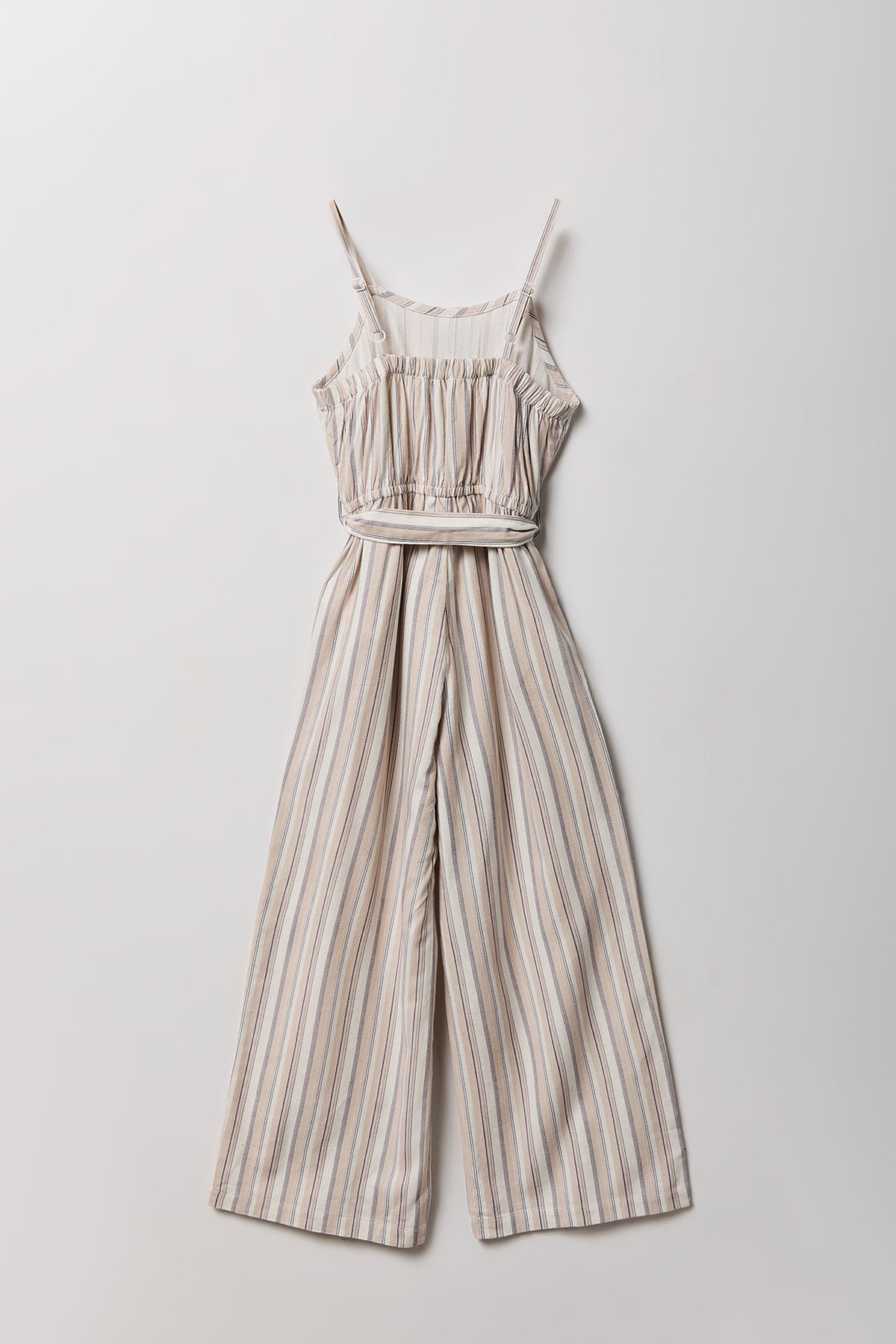 Alt View 2. Girls Linen-Blend Belted Wide Leg Jumpsuit - Tan