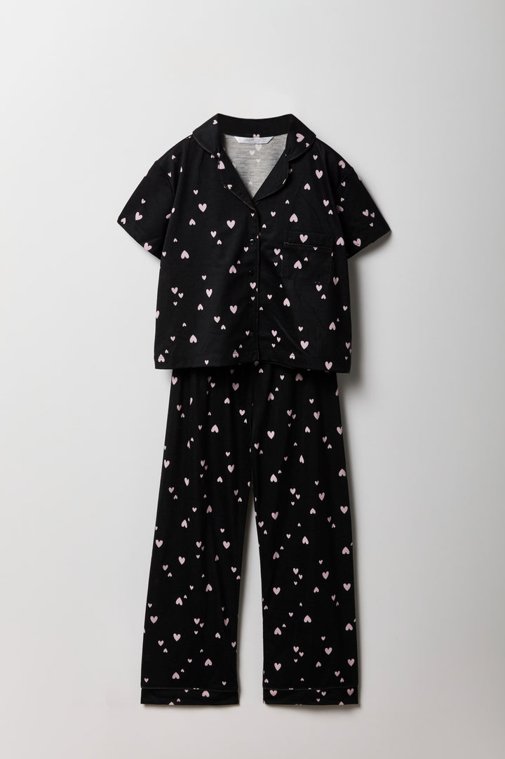 Ensemble pyjama avec haut boutonné et pantalon pour fille