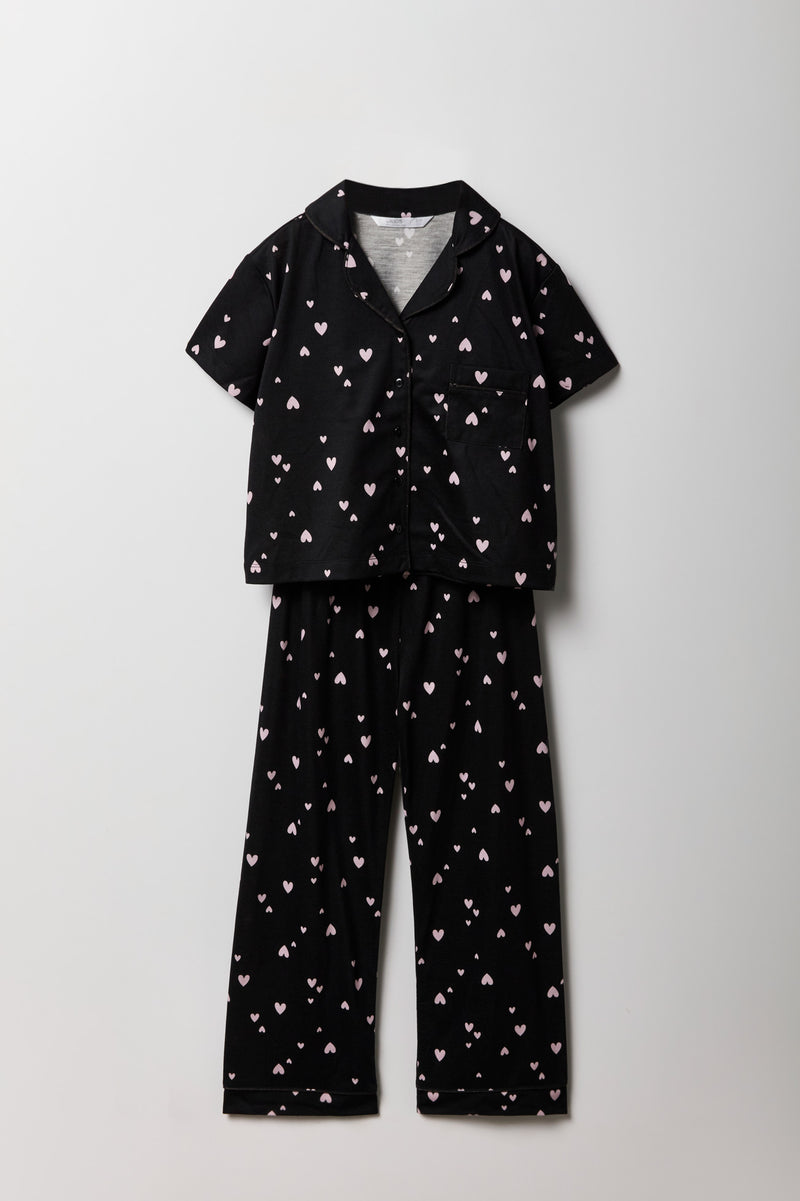 Ensemble pyjama avec haut boutonné et pantalon pour fille