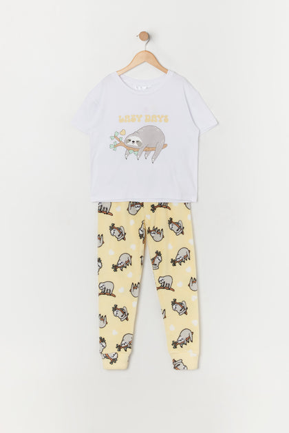 Girls Lazy Days Sloth 2-Piece Pajama Set – Urban Planet