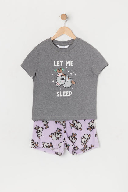 Girls Koala Graphic Plush Pajama Set – Urban Planet