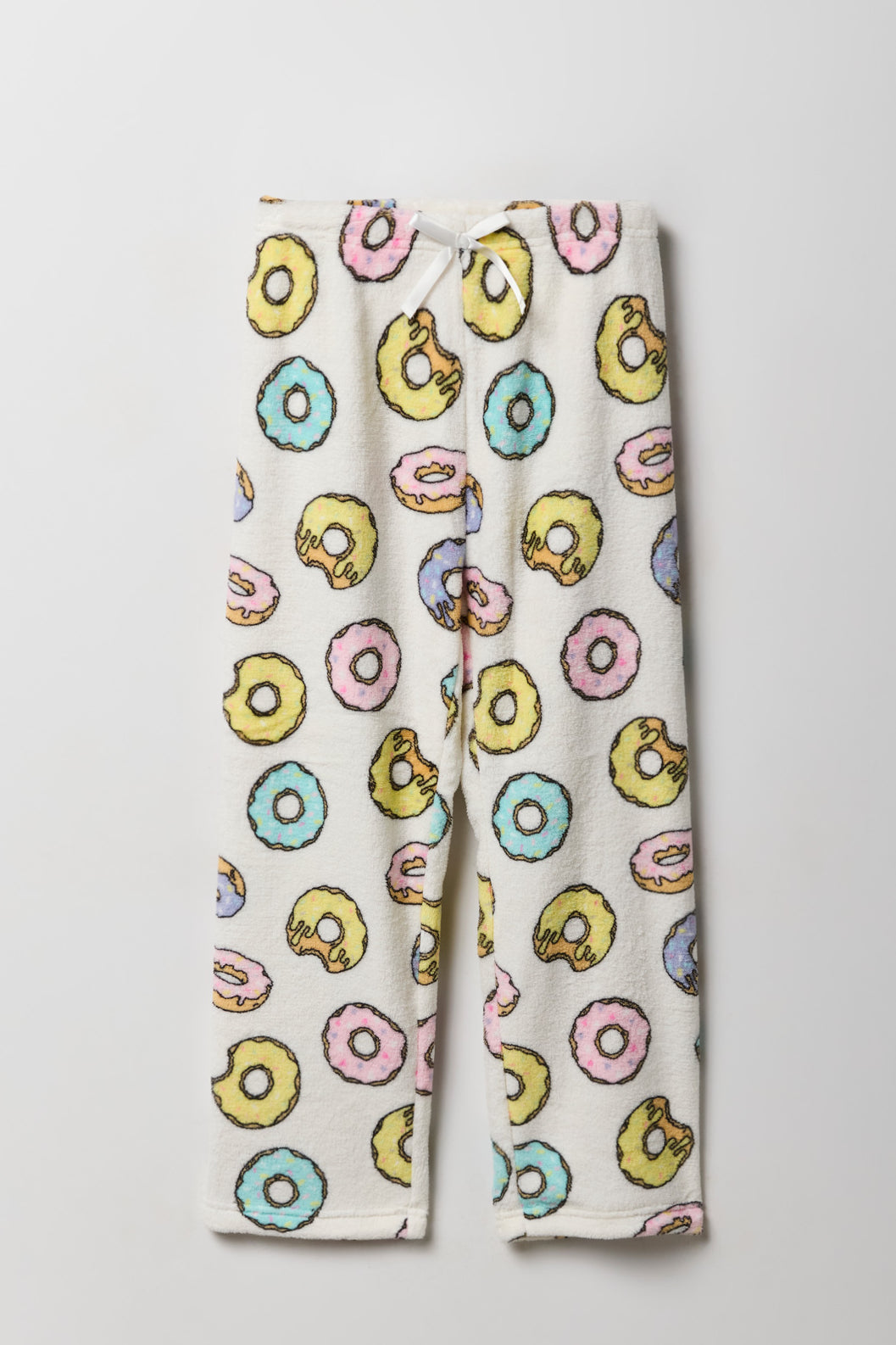 Girls Printed Plush Pajama Pant - Ivory