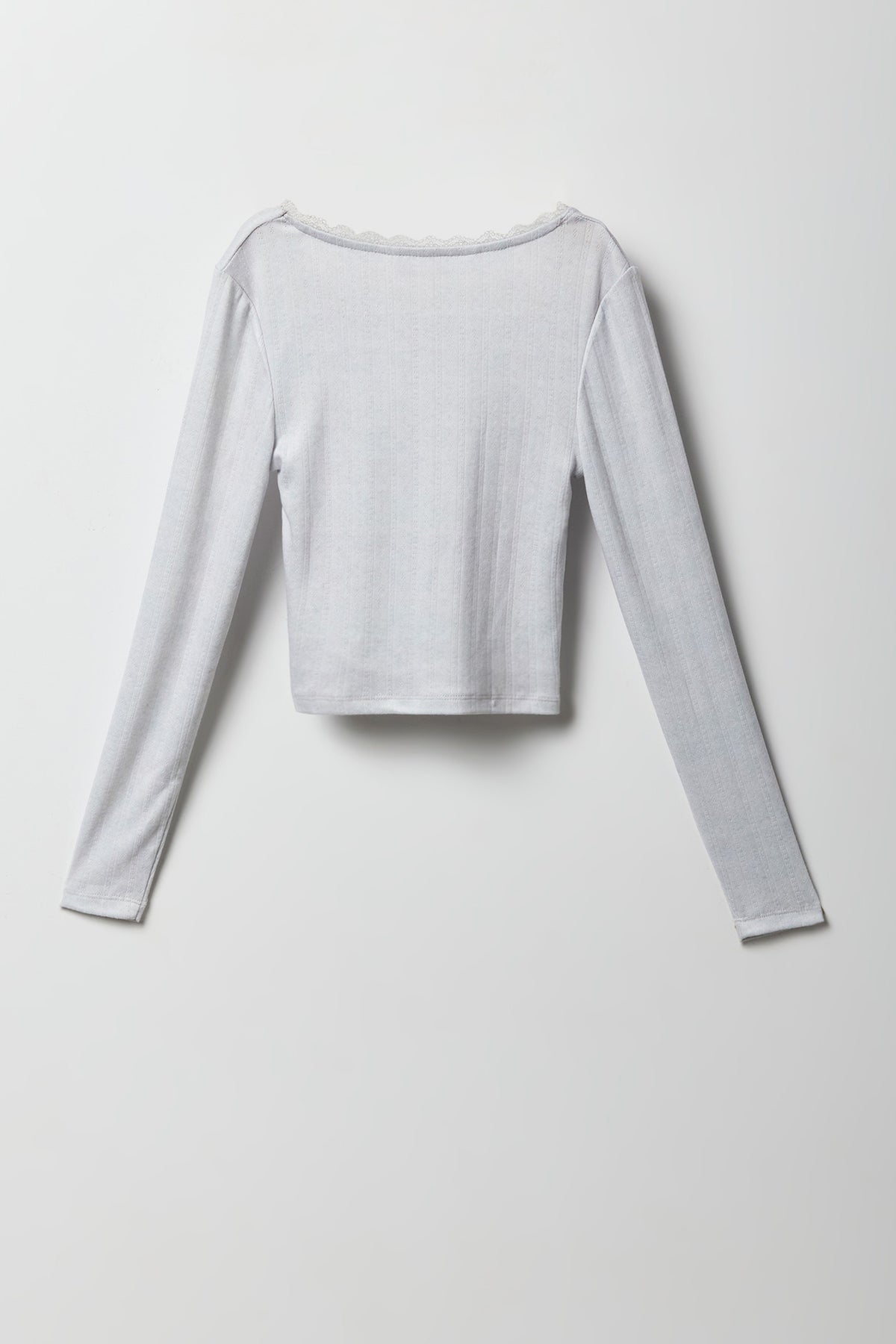 Alt View 3. Girls Pointelle Long Sleeve Top & Pant Pajama Set - Heather Grey