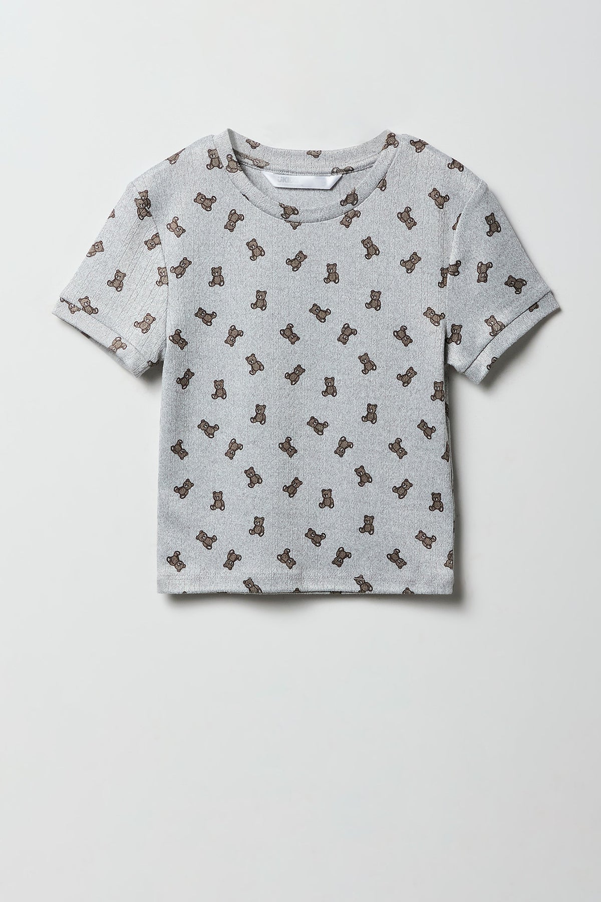 Alt View 2. Girls Pointelle T-Shirt & Short Pajama Set - Heather Grey