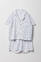 Ensemble pyjama avec haut boutonné imprimé et short pour fille
