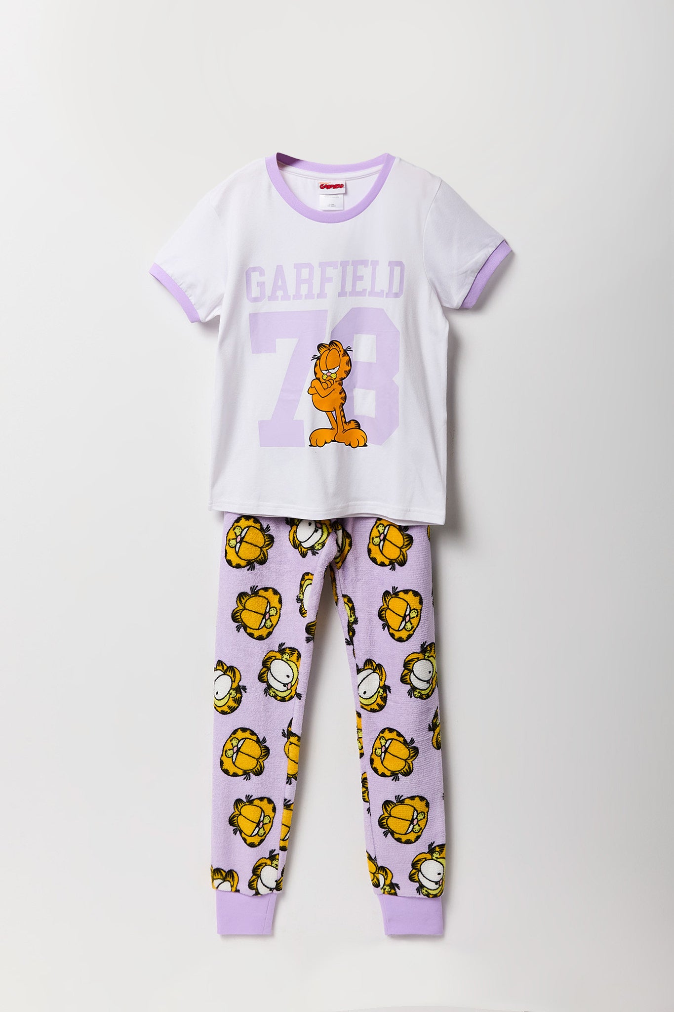 Ensemble pyjama avec t-shirt à imprimé Garfield et pantalon en peluche pour fille