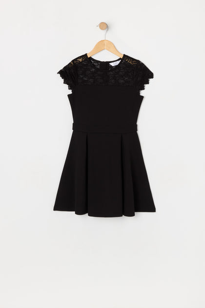 Girls Lace Pleated Skater Dress
