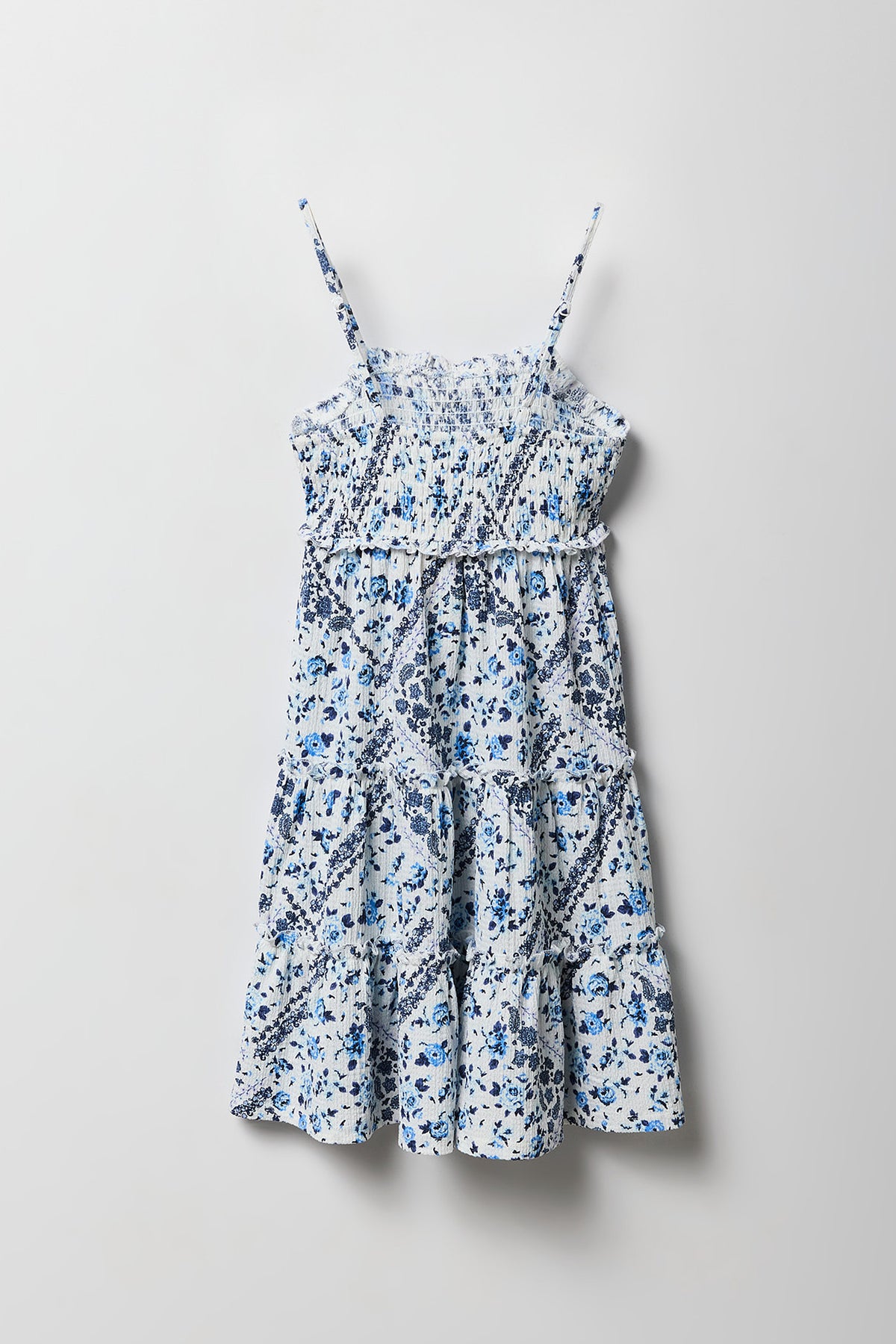 Alt View 2. Girls Textured Tiered Dress - White