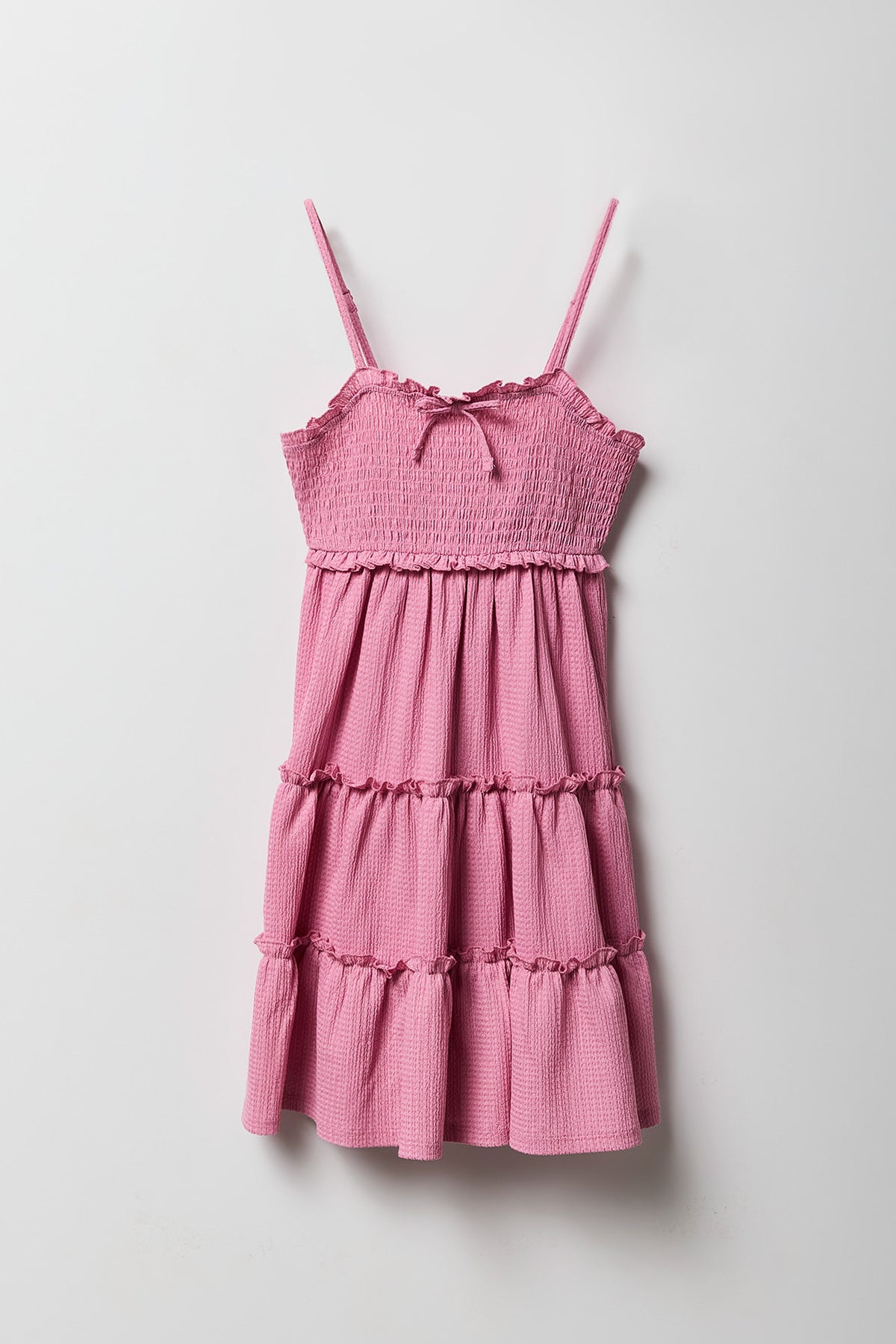 Girls Textured Tiered Dress - Mauve