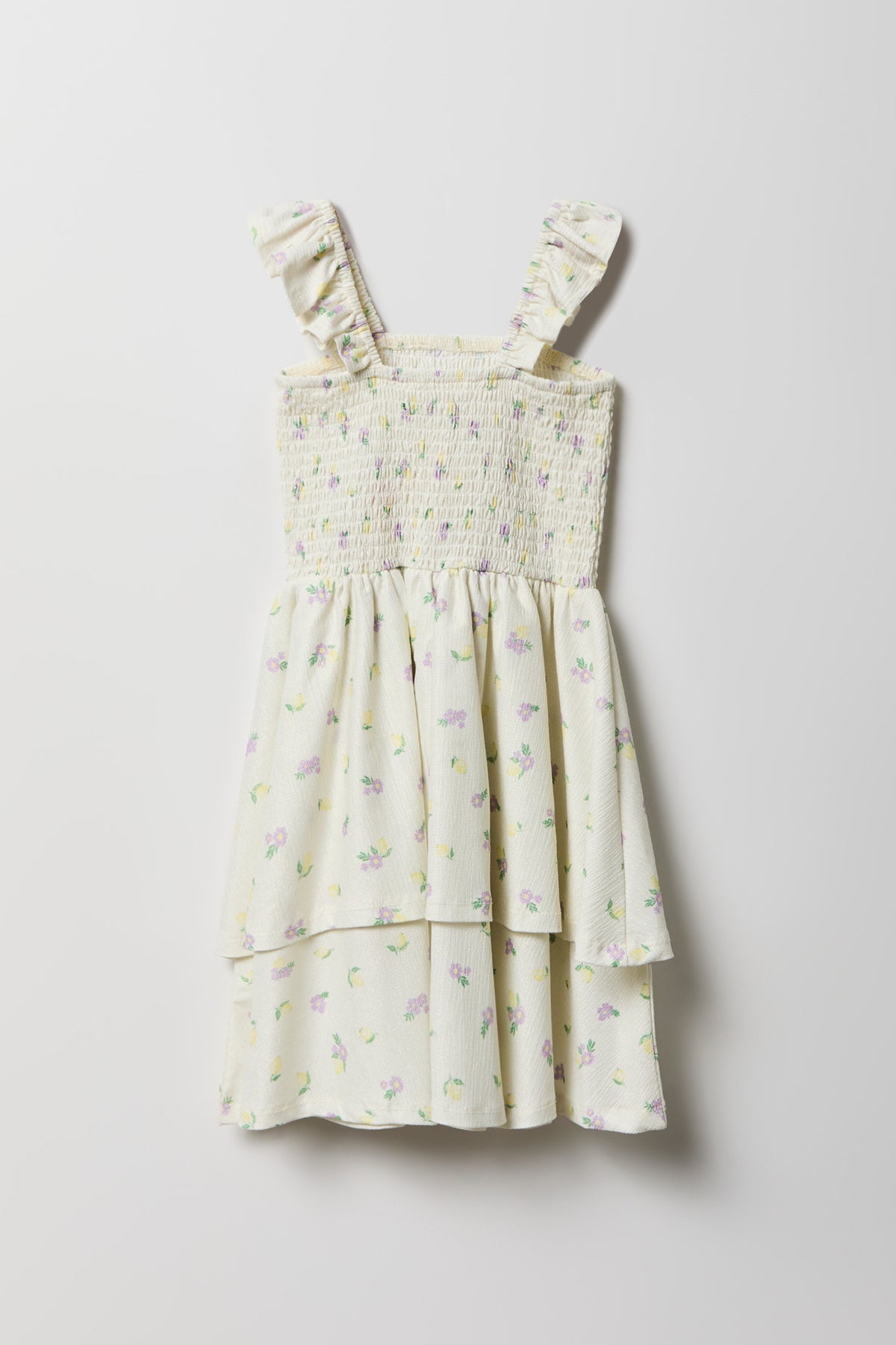 Alt View 2. Girls Smocked Tiered Dress - Ivory