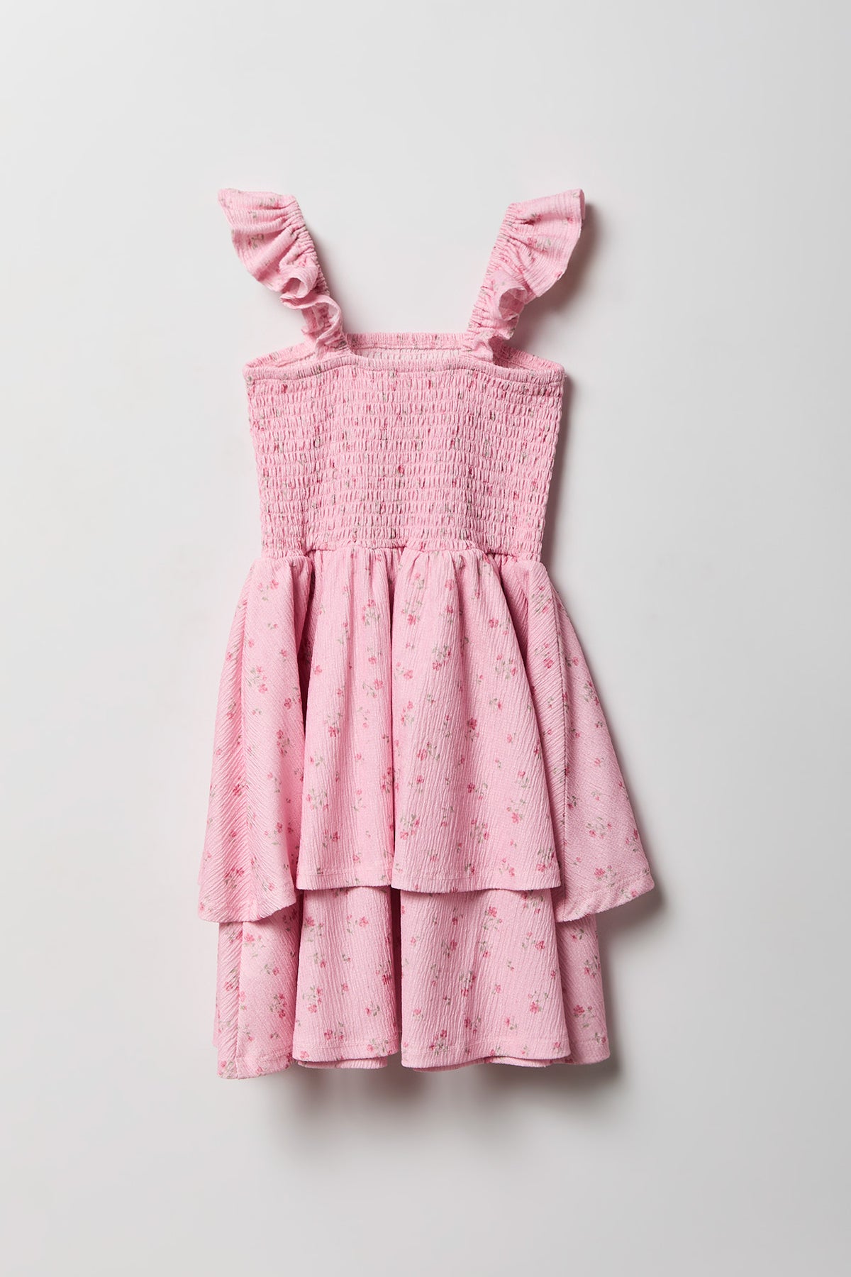 Alt View 2. Girls Smocked Tiered Dress - Rose