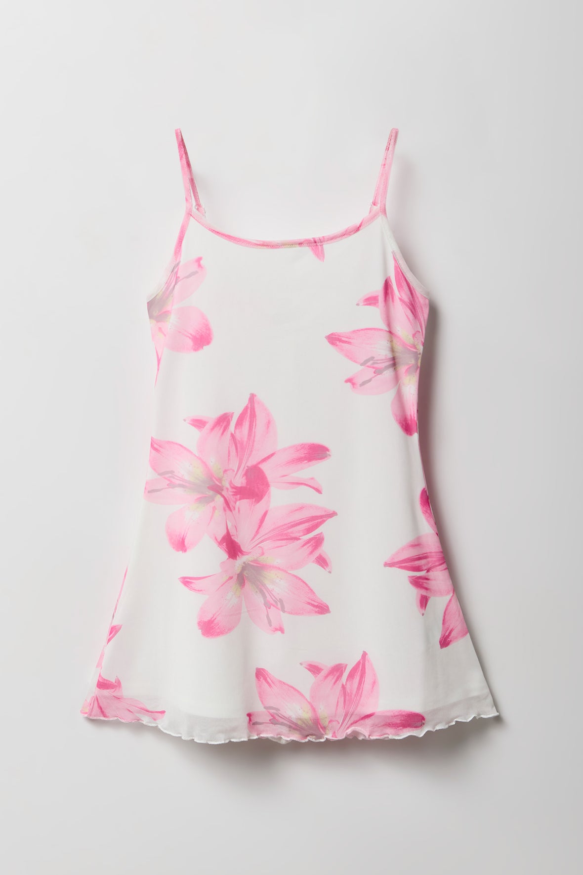 Girls Floral Mesh Cami Dress - White