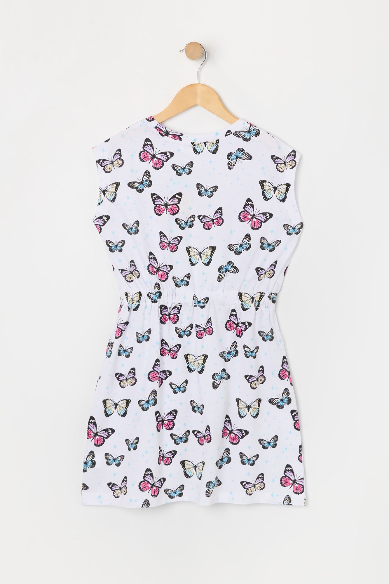 Girls Butterfly Print Cinched Romper
