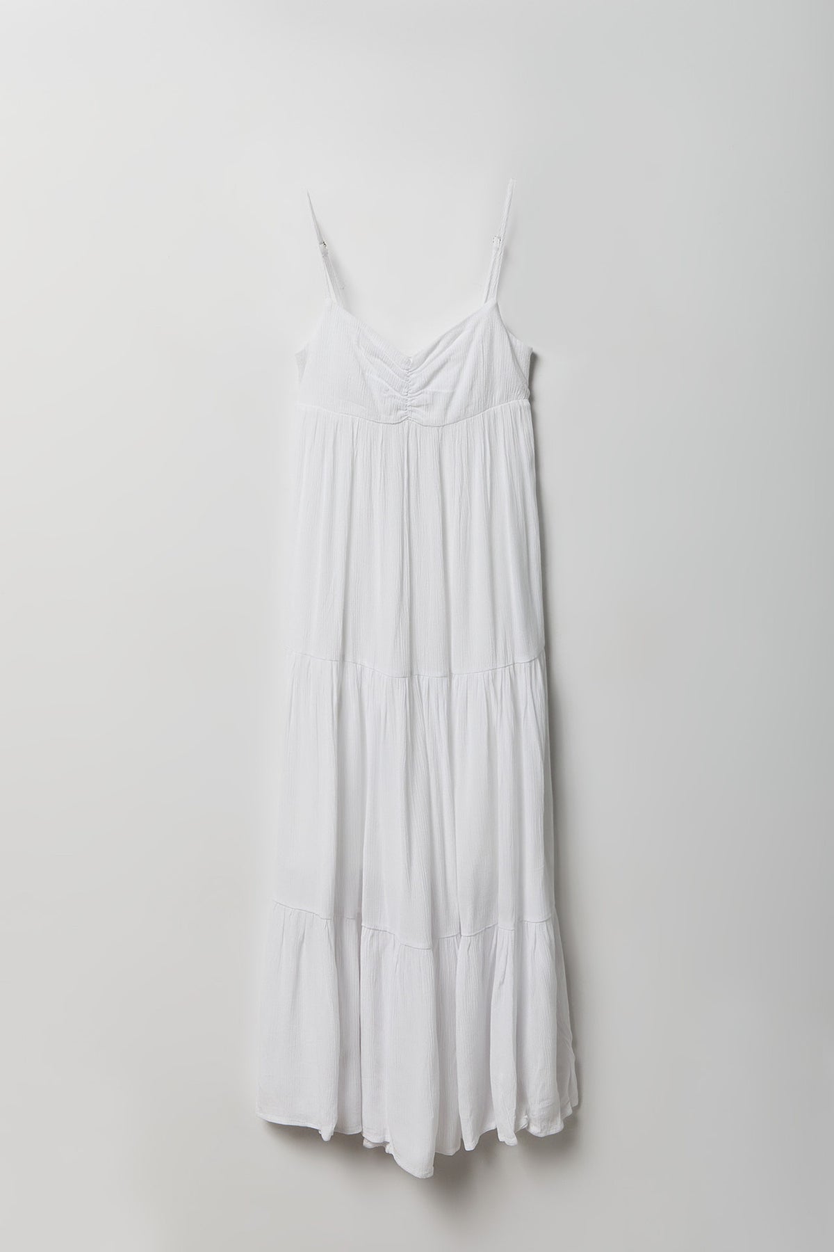 Girls Cinched Tiered Maxi Dress - White