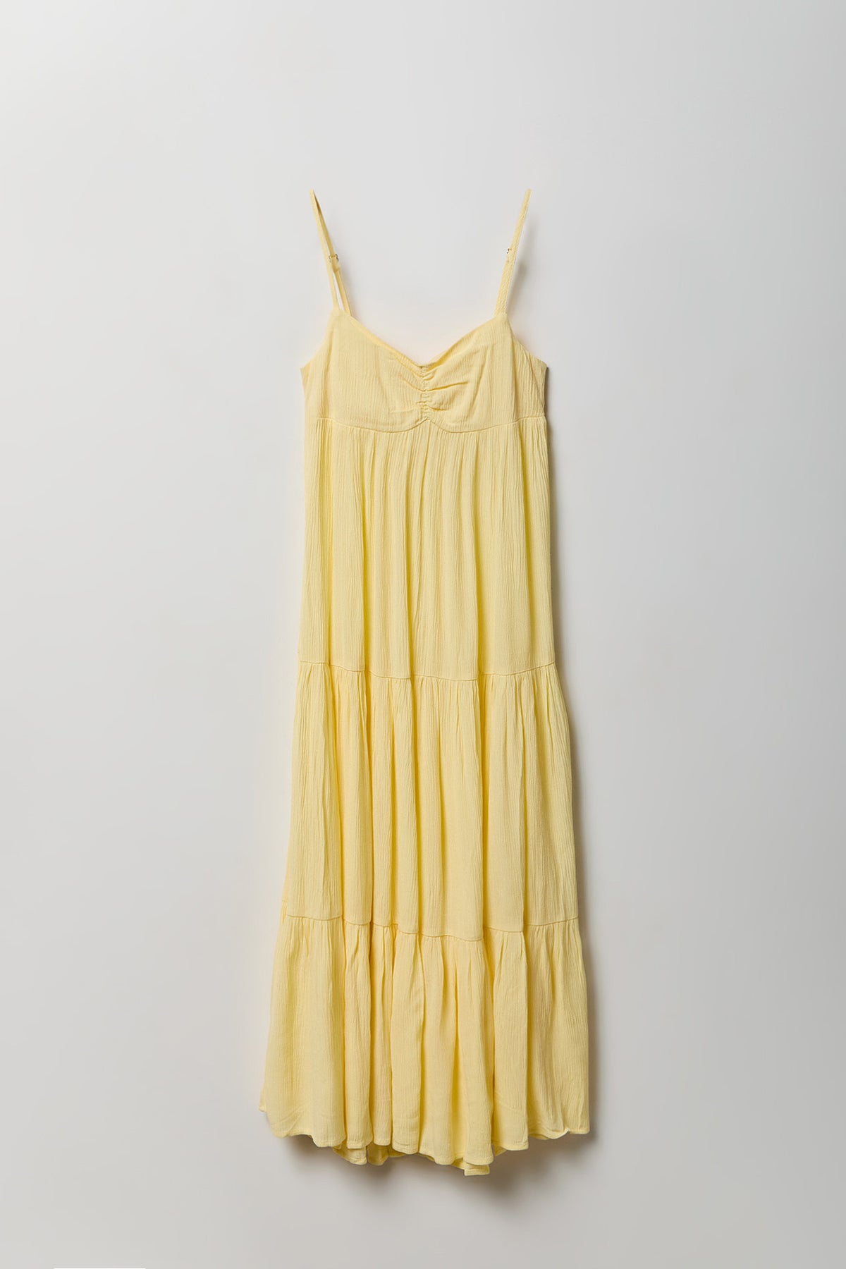 Girls Cinched Tiered Maxi Dress - Pale Yellow