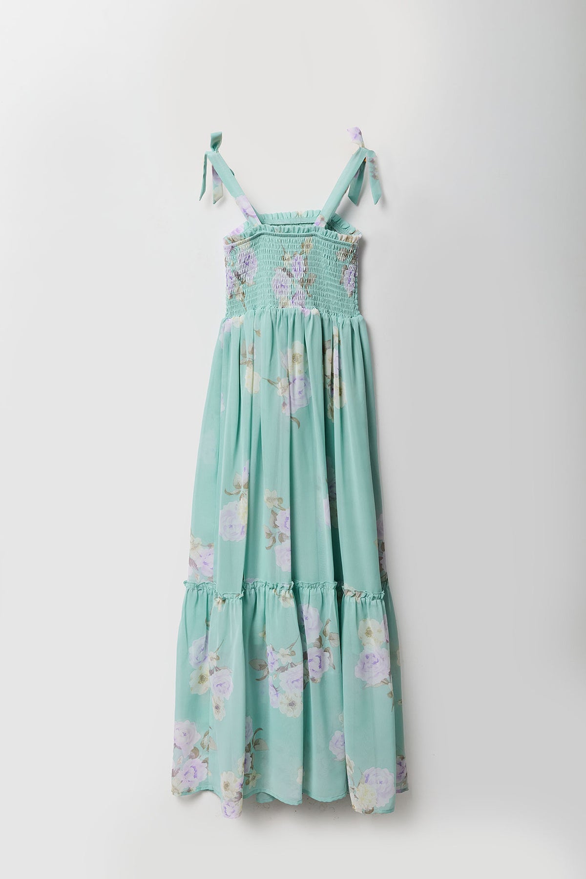 Alt View 2. Girls Floral Chiffon Tiered Maxi Dress - Sage