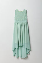 Robe asymétrique en dentelle et chiffon pour fille