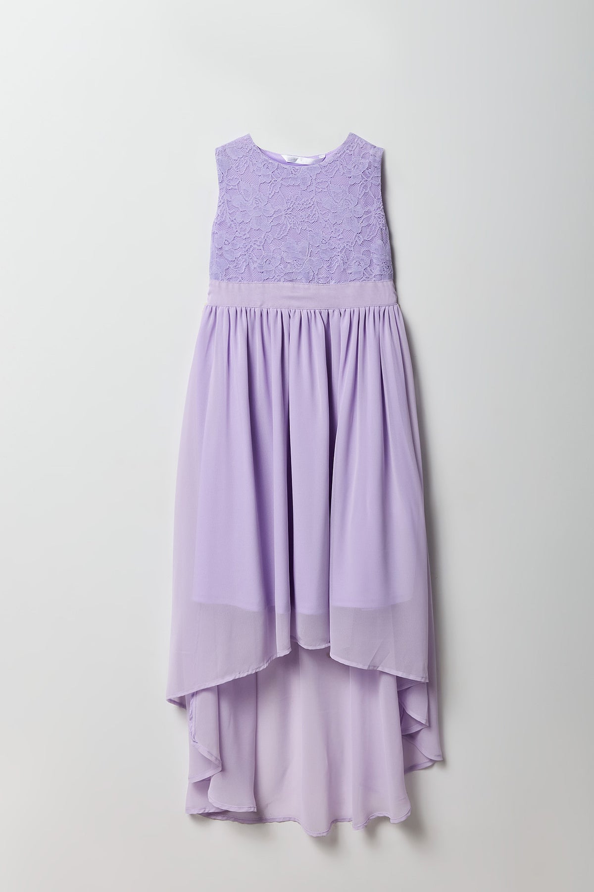 Robe asymétrique en dentelle et chiffon pour fille