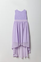 Robe asymétrique en dentelle et chiffon pour fille