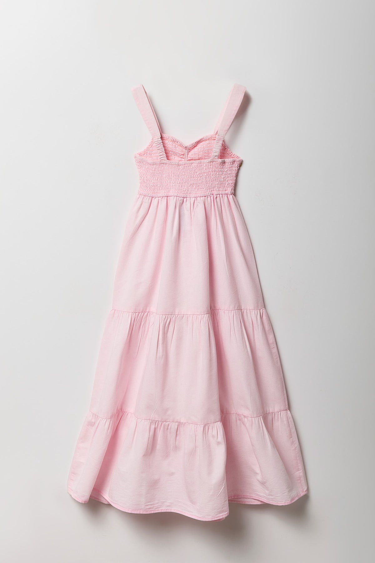 Alt View 2. Girls Chambray Tiered Maxi Dress - Pink