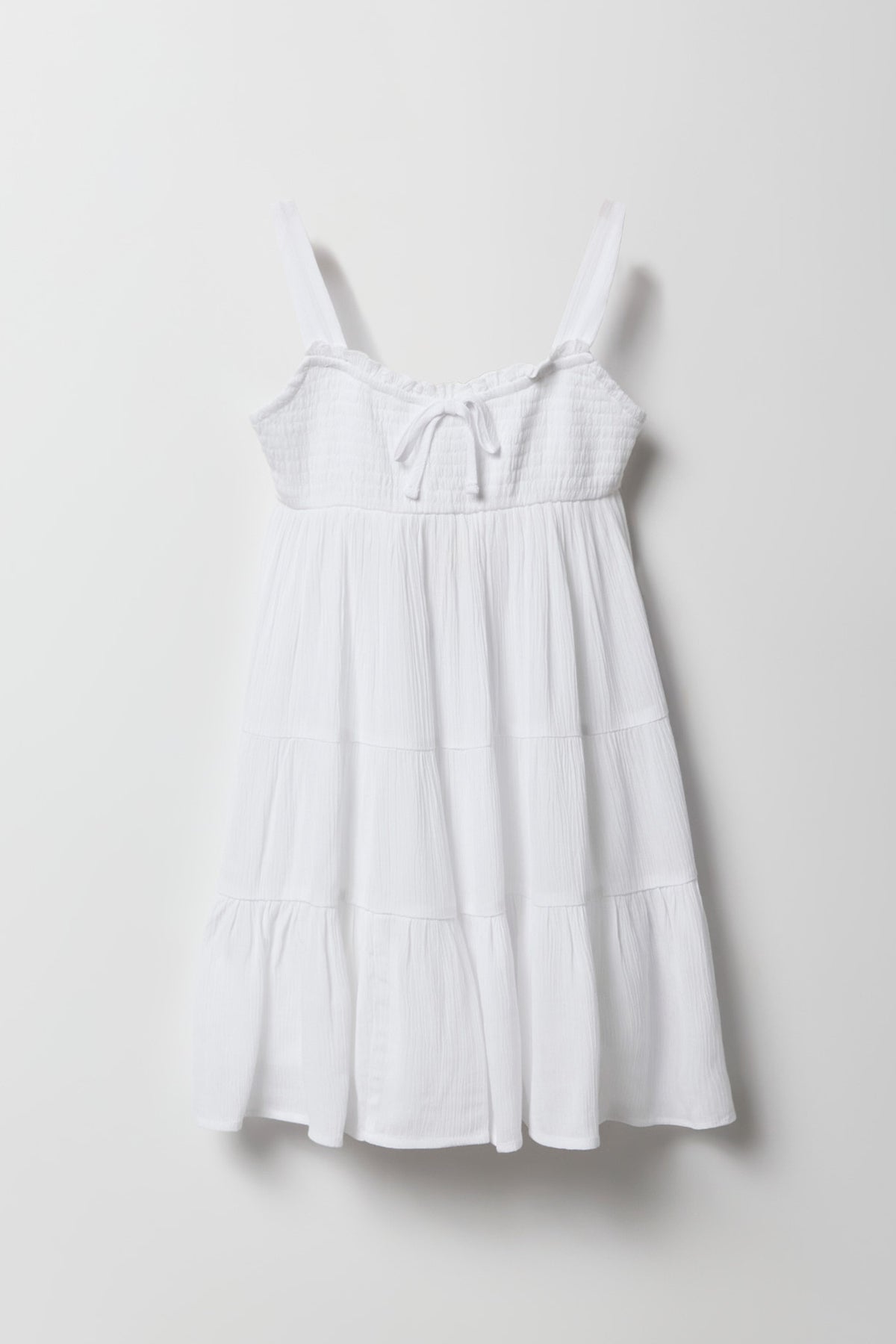 Girls Tiered Dress - White
