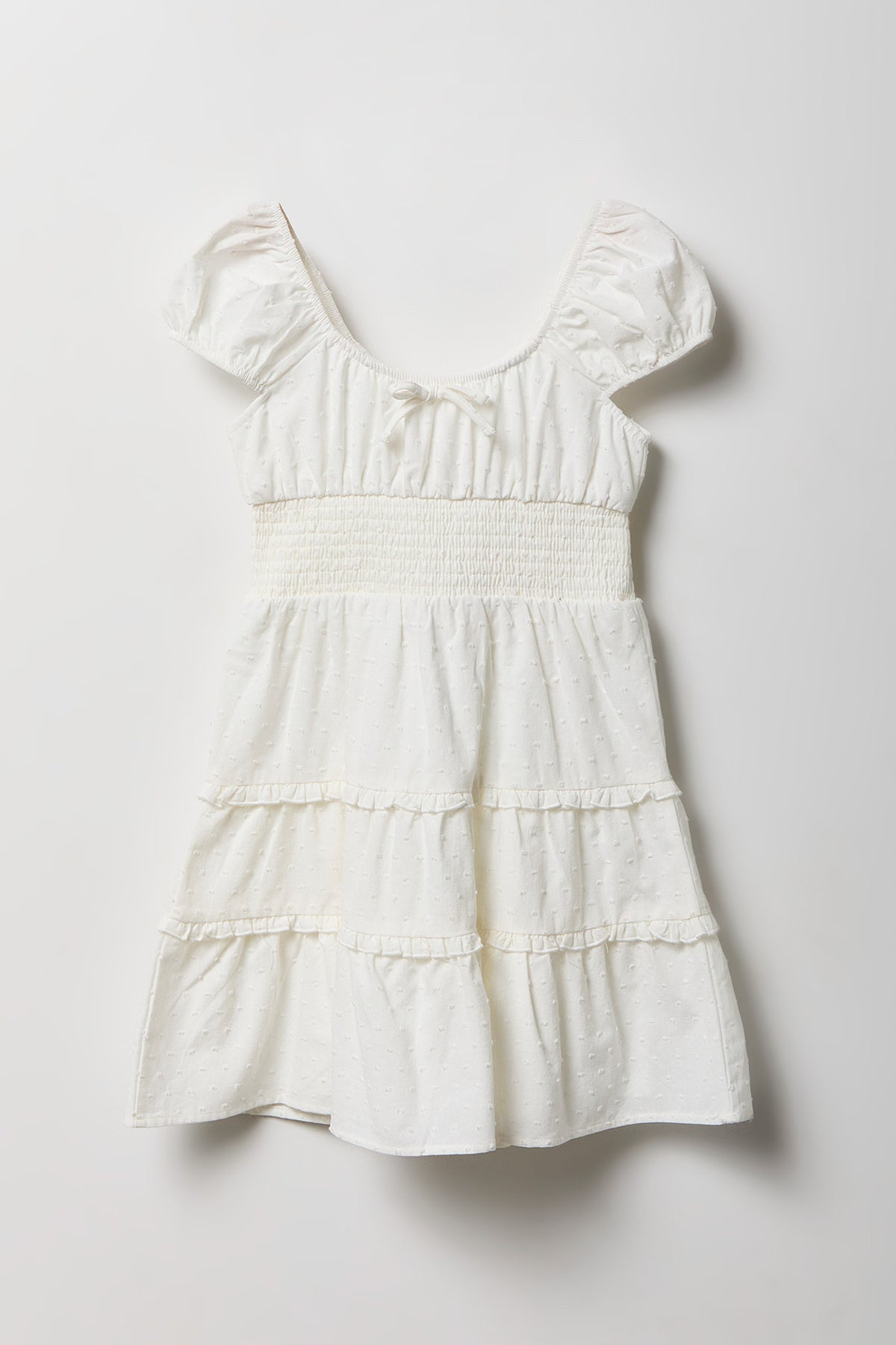 Robe volantée à manches courtes et pois suisses pour fille
