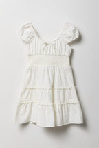 Robe volantée à manches courtes et pois suisses pour fille