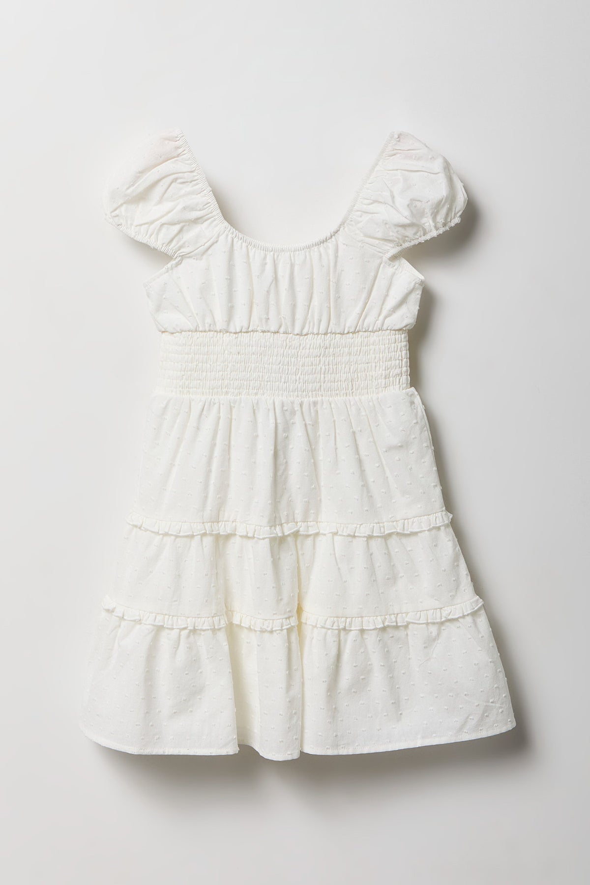 Vue alternative 2. Robe volantée à manches courtes et pois suisses pour fille