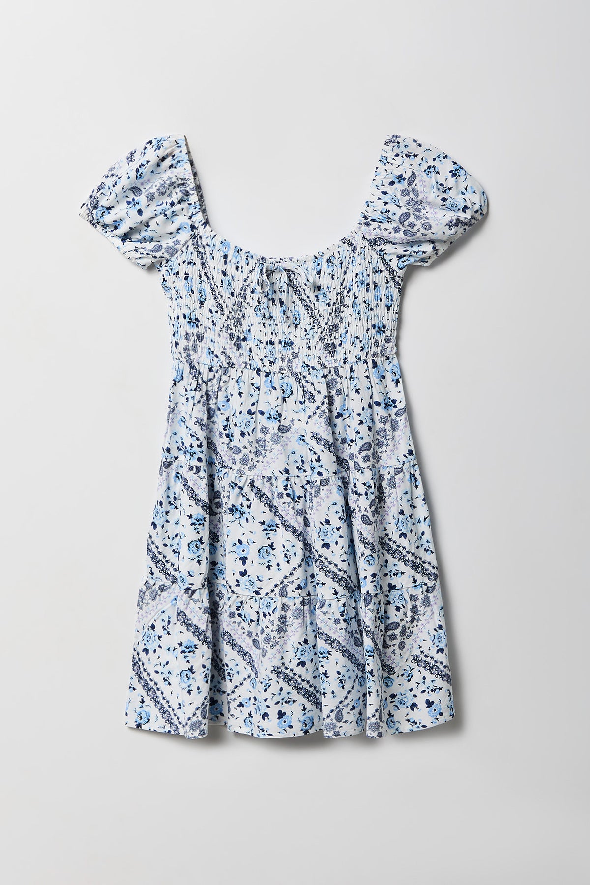 Robe volantée smockée imprimée pour fille