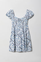 Robe volantée smockée imprimée pour fille