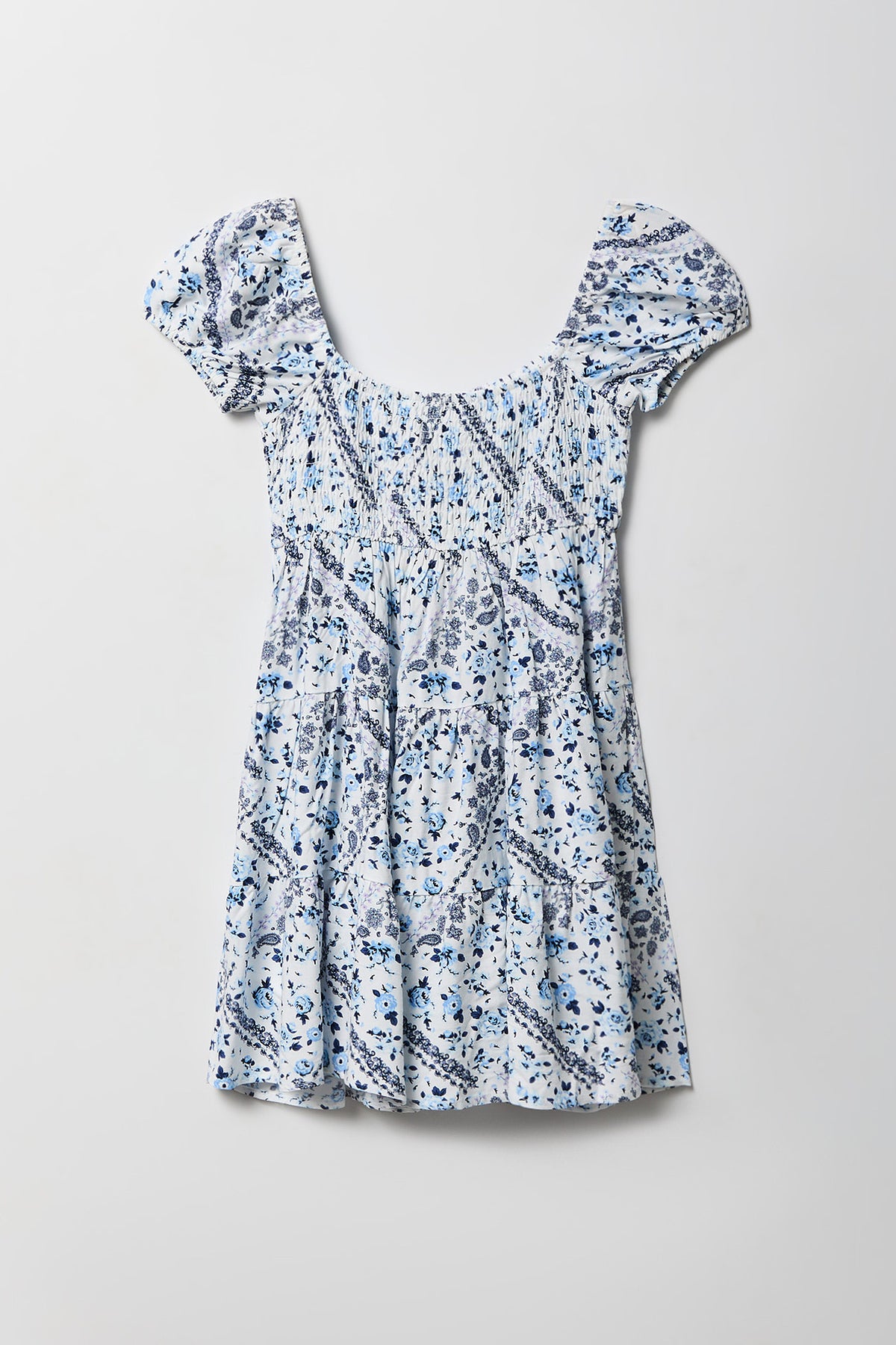 Vue alternative 2. Robe volantée smockée imprimée pour fille
