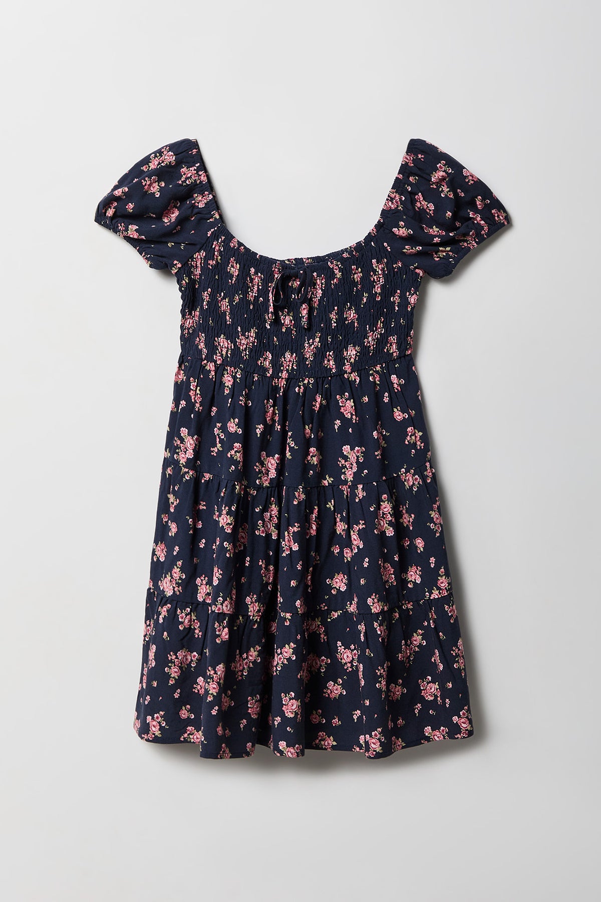 Robe volantée smockée imprimée pour fille